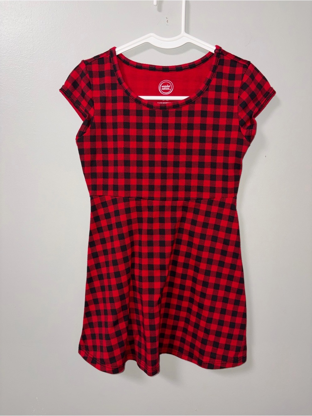 Wonder Nation Red & Black Buffalo Plaid Checkered Dress Christmas Holiday XS 4/5